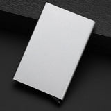 Stainless Steel Pu Business Card Holder Antimagnetic 10X6.2X0.8Cm - Grey - Low Angle