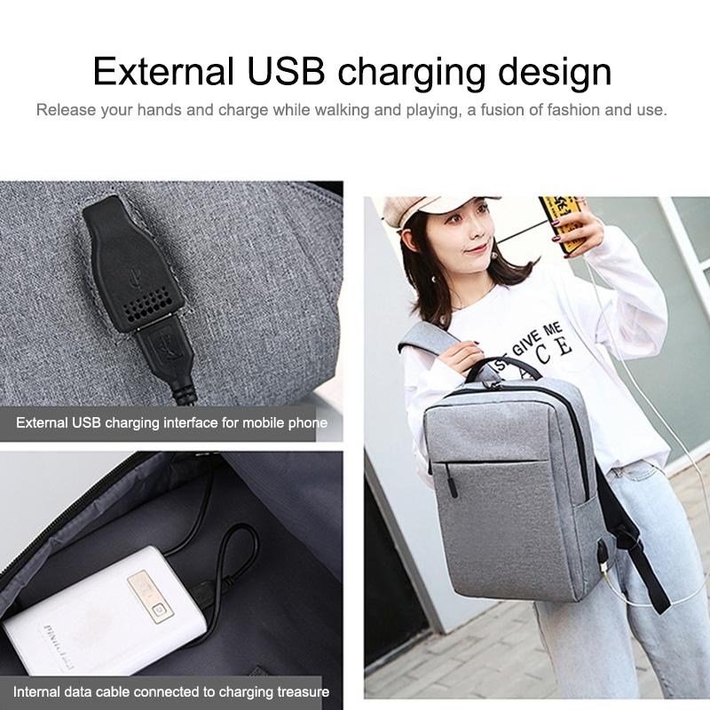 15.6 Laptop Backpack with Usb Charging - Waterproof Oxford Cloth Large Capacity - Grey