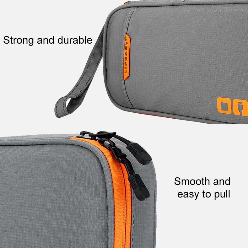 Portable Multi-functional Headphone Charger and Data Cable Storage Bag with Power Pack - 24 x 12 x 5cm - Grey