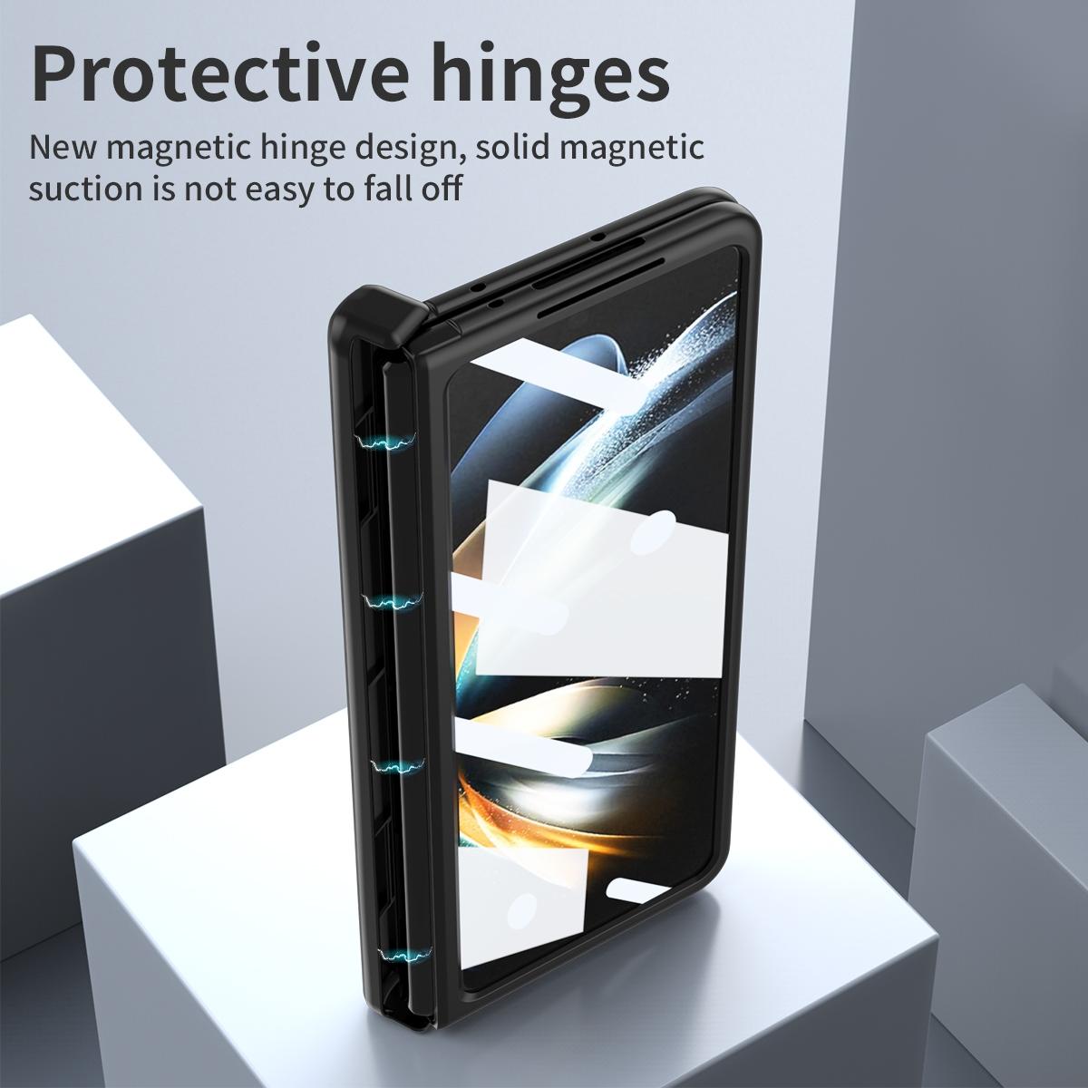 For Samsung Galaxy Z Fold4 5G Napa Texture All-In-One Phone Case - Brown