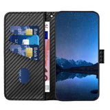 For Samsung Galaxy Z Fold4 5G Carbon Fiber Leather Phone Case With Lanyard - Dark Green - Rear View