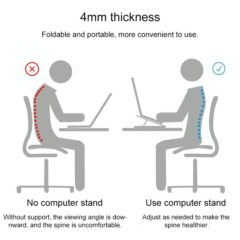 Adjustable Laptop Stand - Portable Folding Height Increase Heat Dissipation - Grey