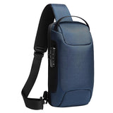 Waterproof Anti Theft Crossbody Chest Bag Men Oxford Cloth 34X18X10Cm - Grey - Front View