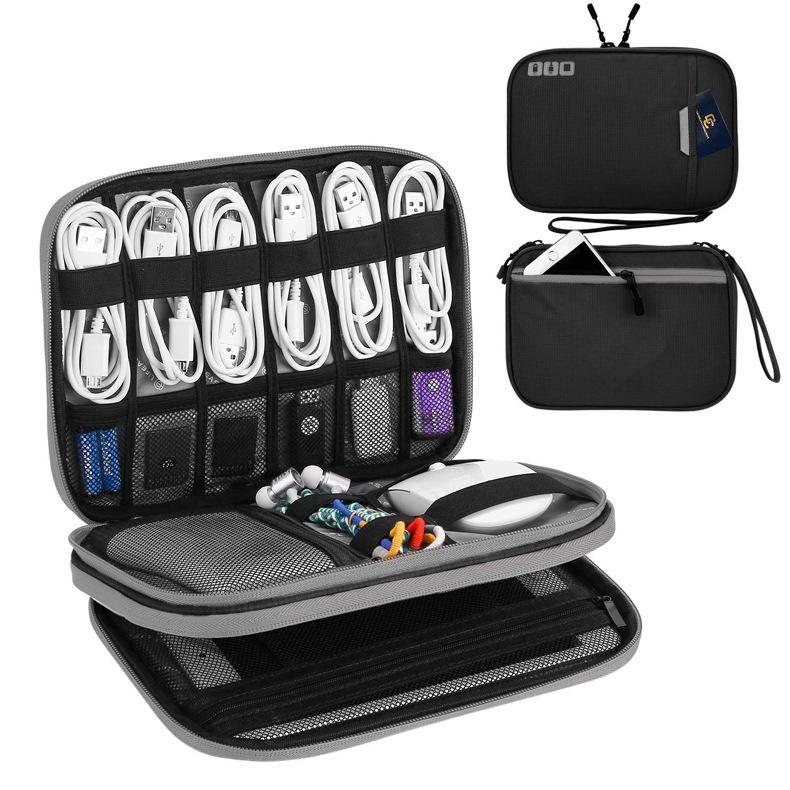 Portable Multi-functional Headphone Charger and Data Cable Storage Bag - 25 x 18 x 5cm - Grey