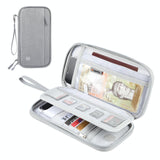 Clutch Bag For Passports Cards & Documents Grey - Front View