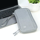 Clutch Bag For Passports Cards & Documents Grey - Top-Down View