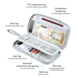 Clutch Bag For Passports Cards & Documents Grey - Low Angle