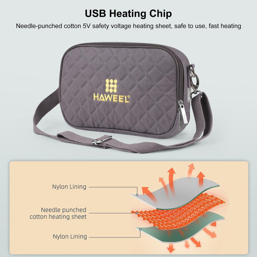Small Messenger Bag With Tablet And Phone Warmer - Grey