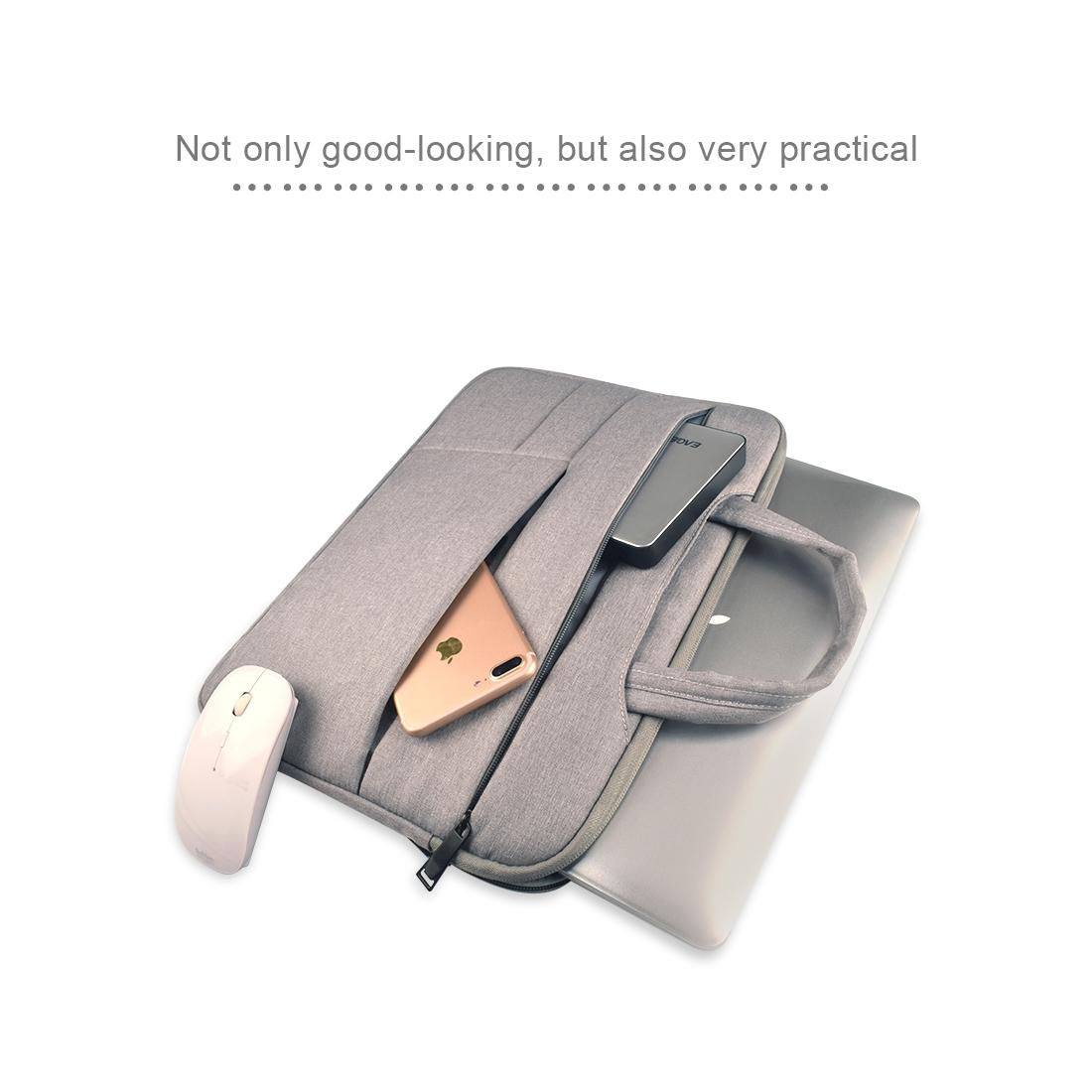 15.6 Inch Laptop Tablet Bag with Multiple Pockets and Soft Oxford Cloth Handle - Grey