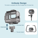Waterproof Aluminum Case For Gopro Hero 9 / 10 / 11 / 12 - Grey - Side View