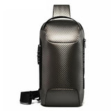 Carbon Fiber Anti Theft Waterproof Crossbody Chest Bag For Men & Women 34 X 18 X 10Cm - Grey - Front View
