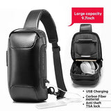 Carbon Fiber Anti Theft Waterproof Crossbody Chest Bag For Men & Women 34 X 18 X 10Cm - Grey - Top-Down View