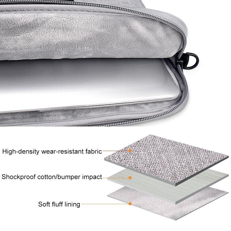 Portable Laptop Tablet Bag - 15.4 Inch Double Side Pockets Soft Handle Oxford Cloth - Grey