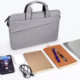 Portable Laptop Tablet Bag - 15.4 Inch Double Side Pockets Soft Handle Oxford Cloth - Grey