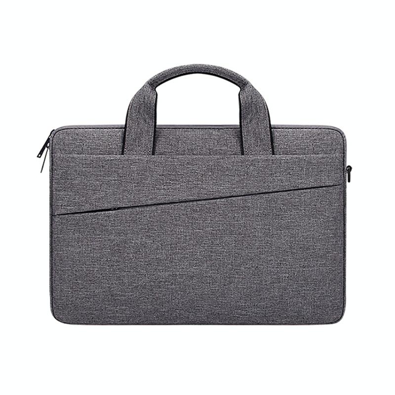 Portable Laptop Tablet Bag - 15.4 Inch Double Side Pockets Soft Handle Oxford Cloth - Grey