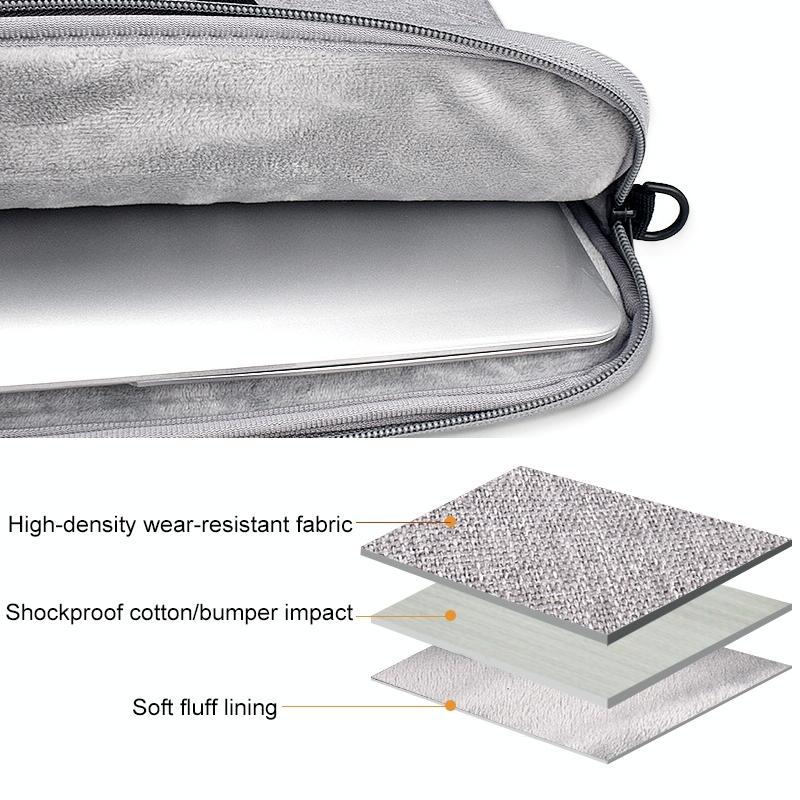 Portable Laptop Tablet Bag - 15.4 Inch Double Side Pockets Soft Handle Oxford Cloth - Grey