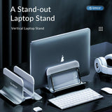 Space-saving Vertical Laptop Stand - Compact Design - Grey - Side View