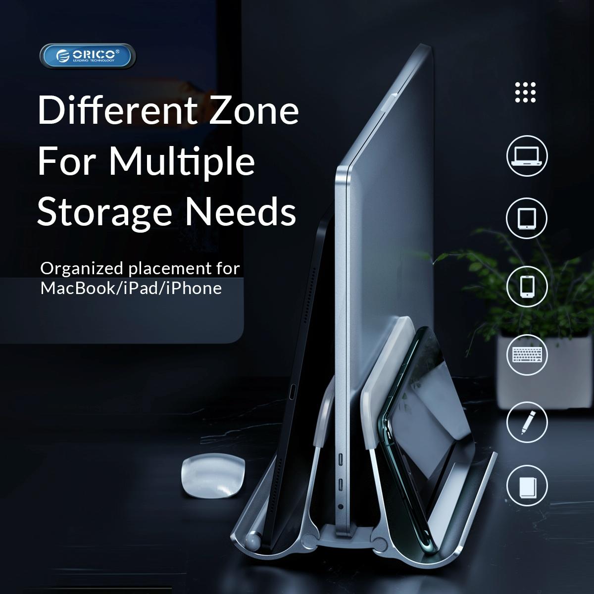 Space-saving Vertical Laptop Stand - Compact Design - Grey