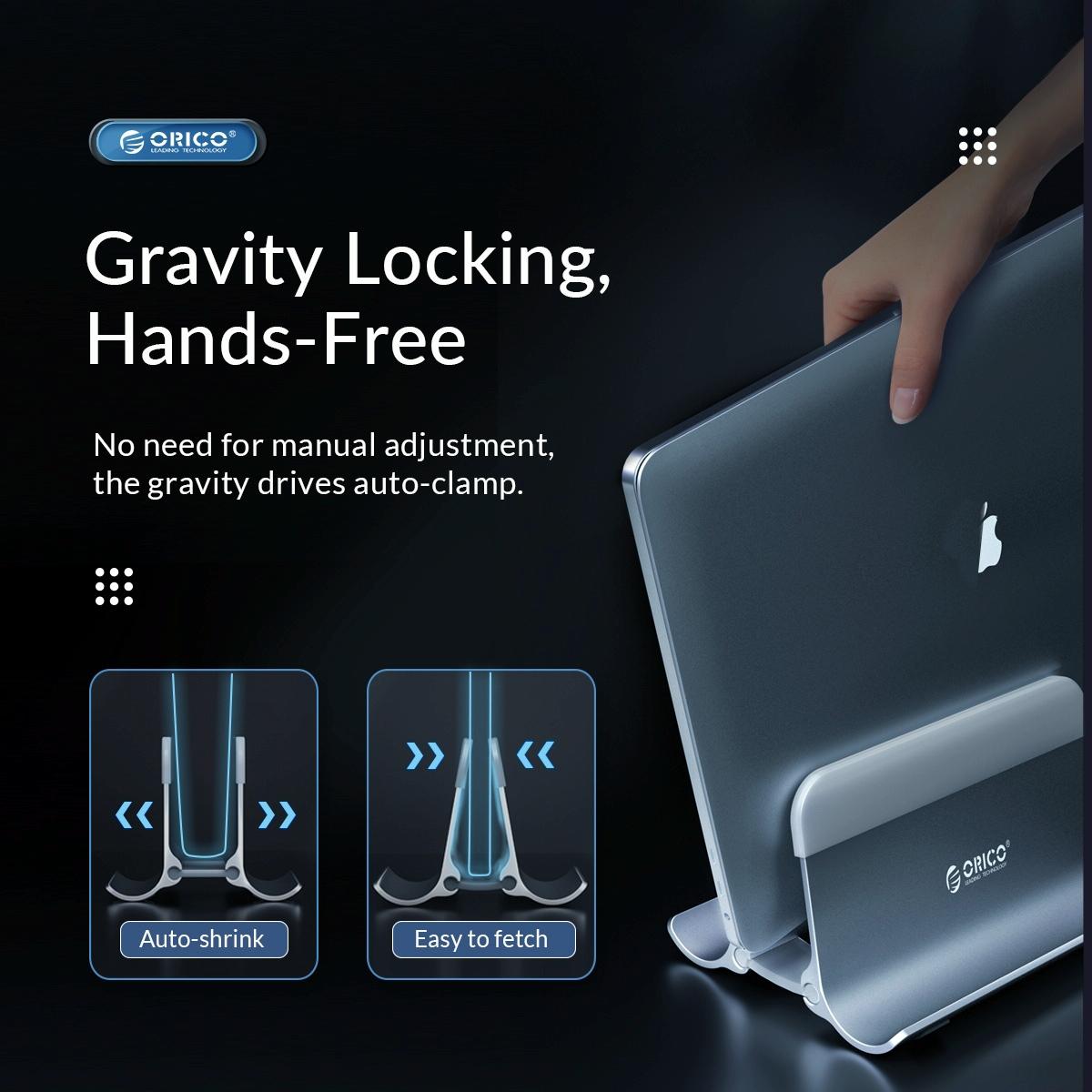 Space-saving Vertical Laptop Stand - Compact Design - Grey
