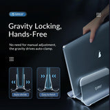 Space-saving Vertical Laptop Stand - Compact Design - Grey - Low Angle