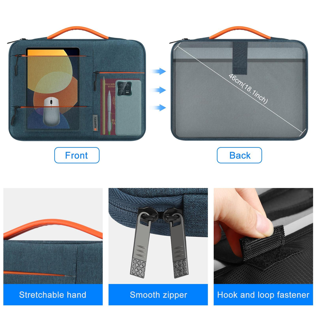 15.0 Laptop Sleeve Case for Macbook Samsung Thinkpad Sony Dell Alienware Chuwi Asus Hp - Zipper Briefcase Handbag 15.0-16.0 Laptops - Grey