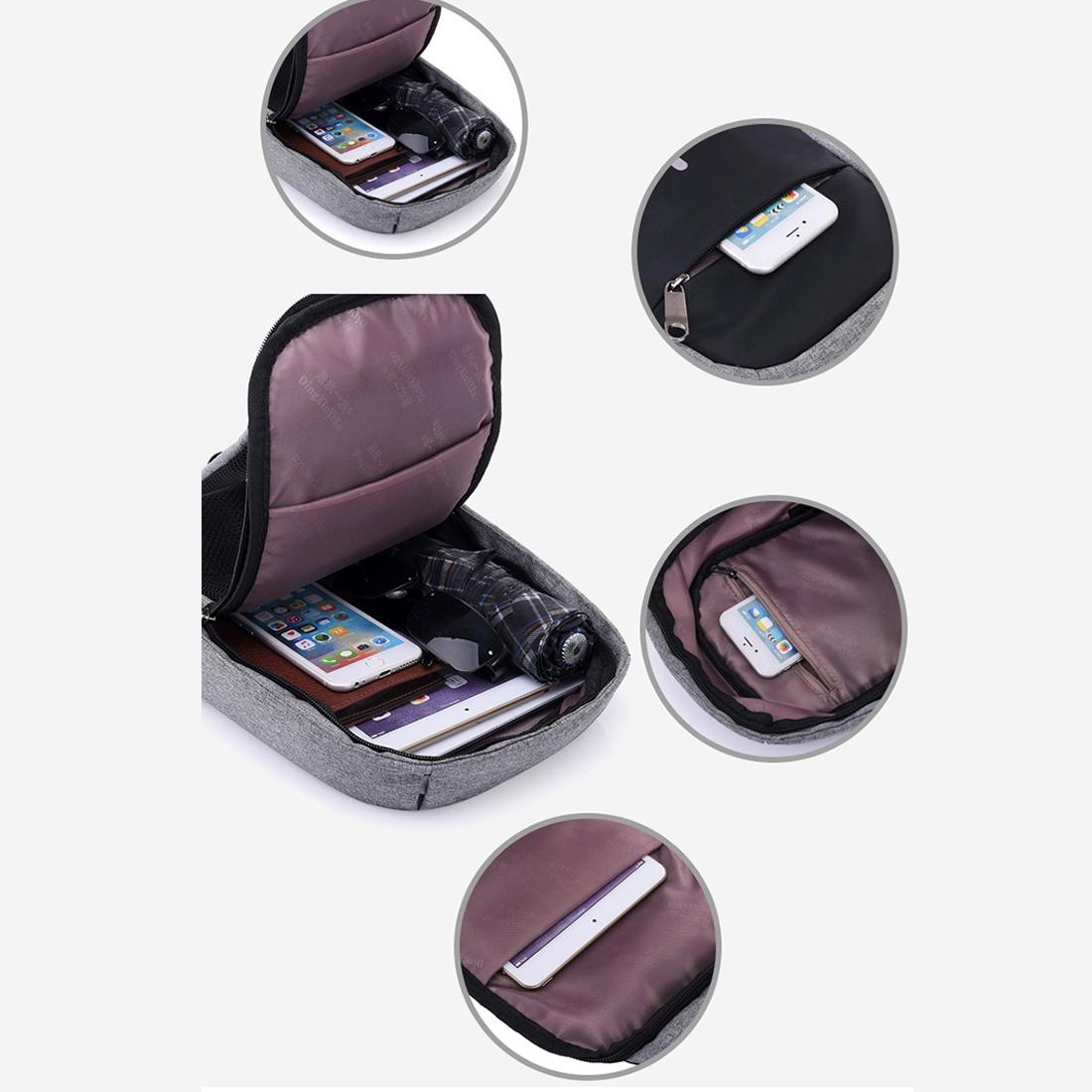 Portable Anti Theft Chest Bag With Usb Charging For Outdoor Sports Men / Women - Grey