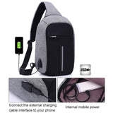 Portable Anti Theft Chest Bag With Usb Charging For Outdoor Sports Men / Women - Grey - Close-Up Angle