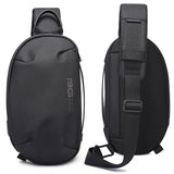 Waterproof Men Crossbody Chest Bag Usb Port 34 X 19 X 6Cm - Grey - Side View