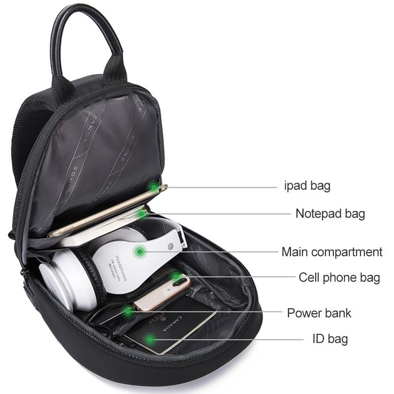 Waterproof Men Crossbody Chest Bag Usb Port 34 X 19 X 6Cm - Grey