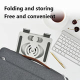 Foldable Rotating Laptop / Tablet Stand - Aluminum Alloy - Grey - Low Angle
