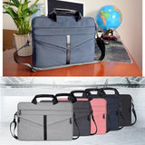 Stylish Zipper Laptop Bag with Shoulder Strap - Durable & Breathable - Light Grey - Side View