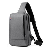 Business Chest Bag Oxford Cloth One Shoulder Crossbody - Light Grey - Front View
