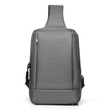 Business Chest Bag Oxford Cloth One Shoulder Crossbody - Light Grey - Side View
