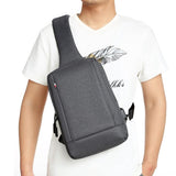 Business Chest Bag Oxford Cloth One Shoulder Crossbody - Light Grey - Top-Down View