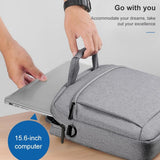 Portable 15 Inch Laptop Leather Handbag For Business Briefcase - Light Grey - Extra Image