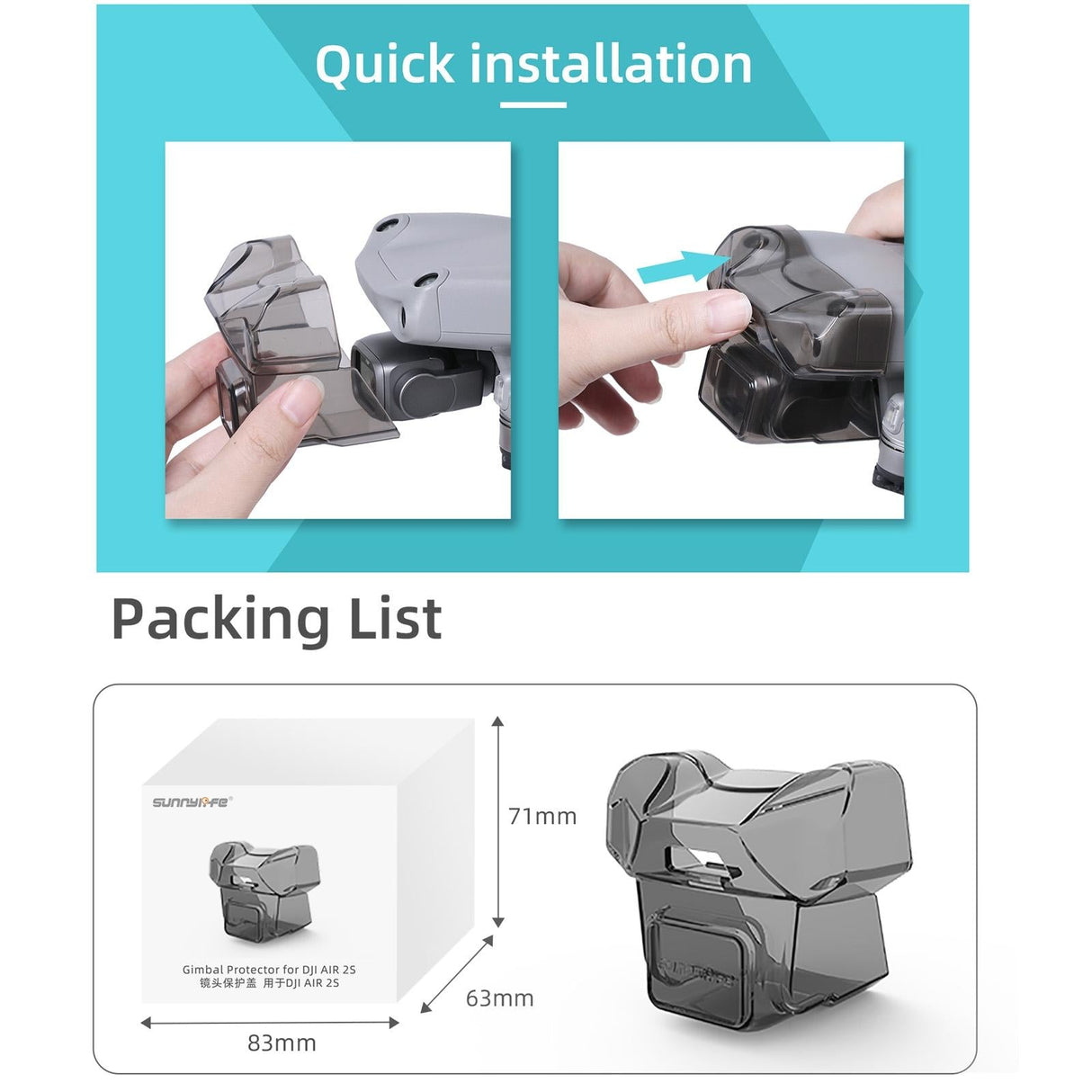 Sunshade Cover for Dji Air 2s Drone Gimbal Lens