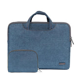 11.6 Inch Simple Business Laptop Bag With Liner - Ls-116 - Canvas Colourful Leaves Black - Front View