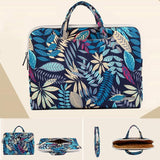 11.6 Inch Simple Business Laptop Bag With Liner - Ls-116 - Canvas Colourful Leaves Black - 45-Degree Angle