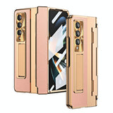 For Samsung Galaxy z Fold4 5G Full Coverage Phone Case with Hinge - Integrated Design - Gold + Blue - Front View