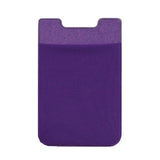 Lycra Phone Card Holder Stretch Back Sticker Wallet For Cards Bus Pass Bank Fits Most Phones - Purple - Front View