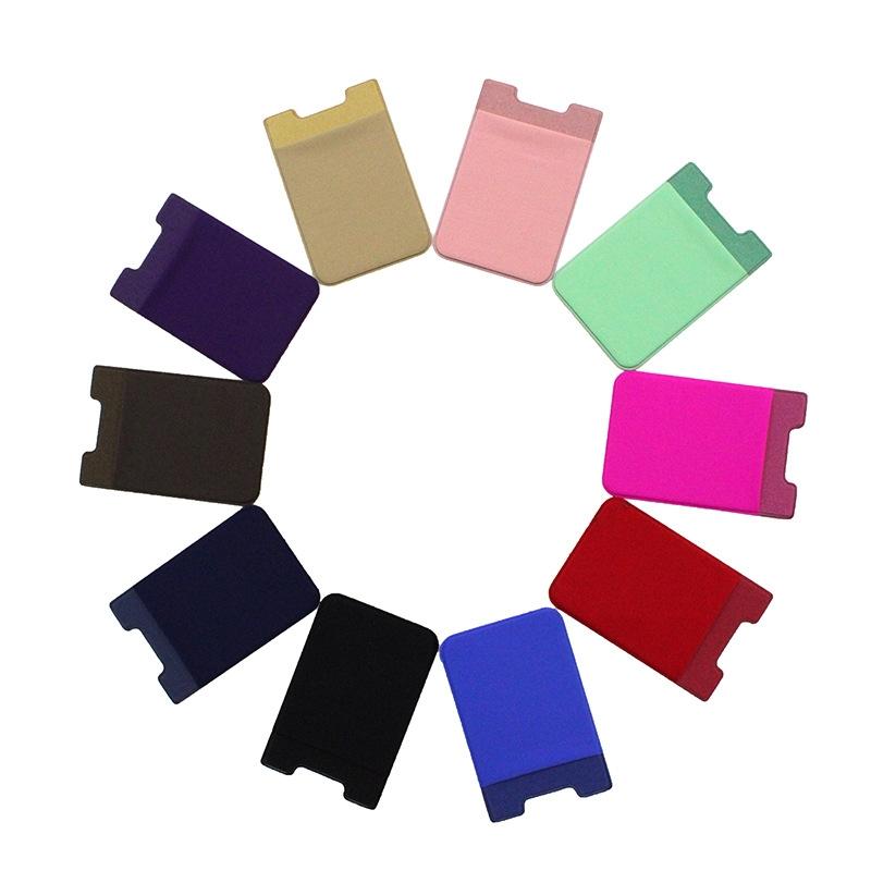 Lycra Phone Card Holder Stretch Back Sticker Wallet For Cards Bus Pass Bank Fits Most Phones - Purple