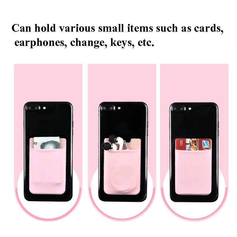 Lycra Phone Card Holder Stretch Back Sticker Wallet For Cards Bus Pass Bank Fits Most Phones - Purple