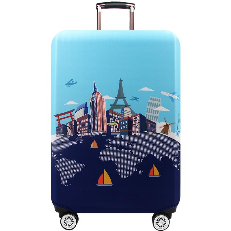 Protective Luggage Cover - Durable Elastic Anti-dust - Small Size - Green Ripple