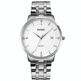 Men Casual Quartz Watch with Calendar - 1801 - Black Steel Belt