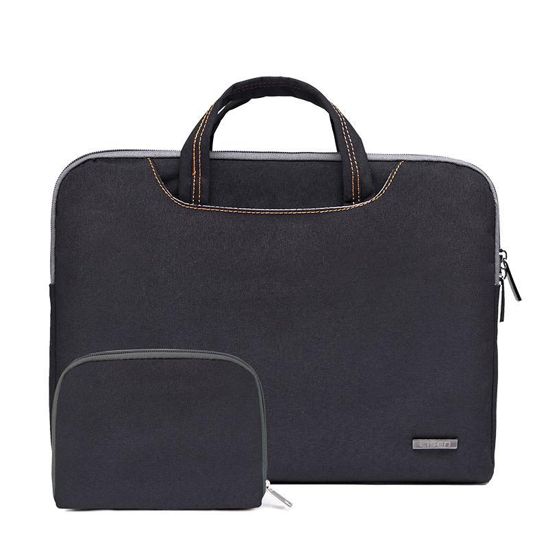 15.6 Inch Simple Business Laptop Bag With Liner - Ls-116 - Canvas Colourful Leaves Black