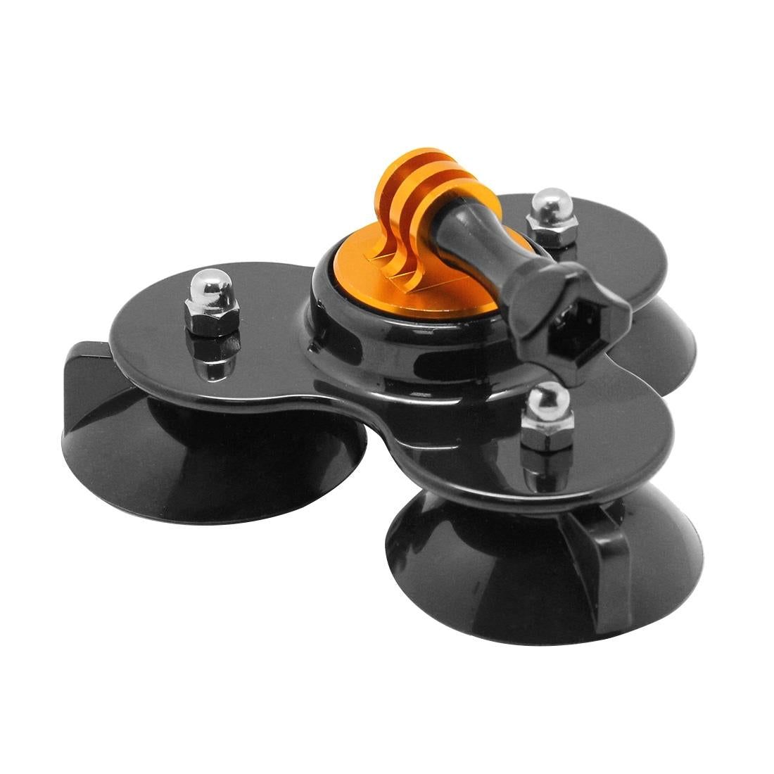 Universal Suction Cup Mount for Action Cameras with Tripod and Handle - Gold