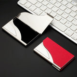 Stainless Steel Business Card Case Large Capacity - Litchi Red