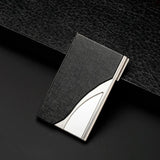 Stainless Steel Business Card Case Large Capacity - Litchi Red