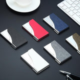 Stainless Steel Business Card Case Large Capacity - Litchi Red