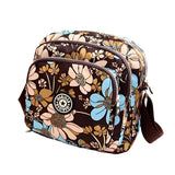 Waterproof Nylon Multilayer Crossbody Bag For Women - Blue Flower